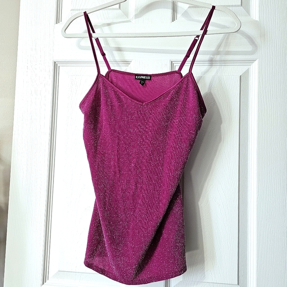 Express Metallic V-Neck Cami Tank Top - Size M - Picture 1 of 9